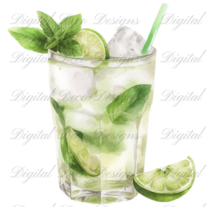 Cinco De Mayo Summer Cocktails Clip Art N056 (Digital Download Only)-Decoupage Paper