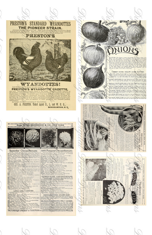 Vintage Ephemera Kit Farm and Garden-Decoupage Paper