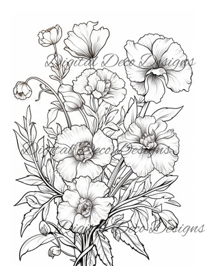 Flowers Color -N-Craft Pages (Digital Bundle) (Exclusive Members Design)-Digital Deco Designs