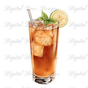 Cinco De Mayo Summer Cocktails Clip Art N056 (Digital Download Only)-Decoupage Paper