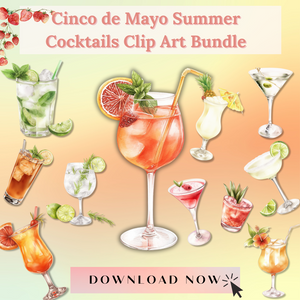 Cinco De Mayo Summer Cocktails Clip Art Bundle (Digital Download Only)-Decoupage Paper