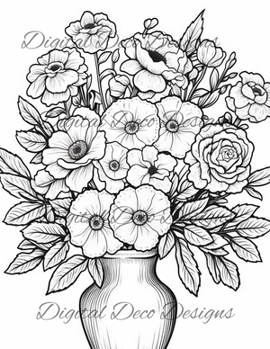 Flowers Color -N-Craft Pages (Digital Bundle) (Exclusive Members Design)-Digital Deco Designs
