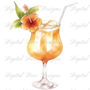 Cinco De Mayo Summer Cocktails Clip Art N056 (Digital Download Only)-Decoupage Paper