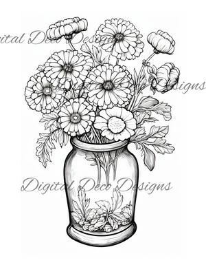 Flowers Color -N-Craft Pages (Digital Bundle) (Exclusive Members Design)-Digital Deco Designs