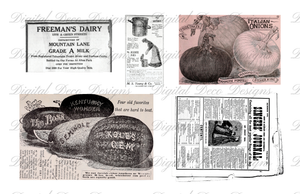 Vintage Ephemera Kit Farm and Garden-Decoupage Paper