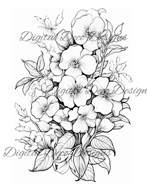 Flowers Color -N-Craft Pages (Digital Bundle) (Exclusive Members Design)-Digital Deco Designs