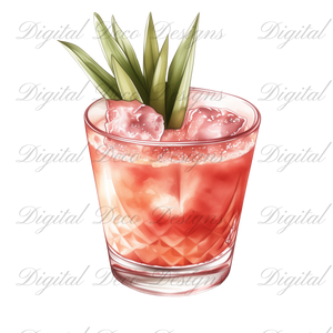 Cinco De Mayo Summer Cocktails Clip Art N056 (Digital Download Only)-Decoupage Paper