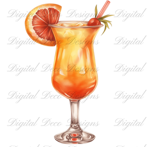 Cinco De Mayo Summer Cocktails Clip Art N056 (Digital Download Only)-Decoupage Paper