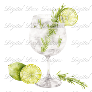 Cinco De Mayo Summer Cocktails Clip Art N056 (Digital Download Only)-Decoupage Paper