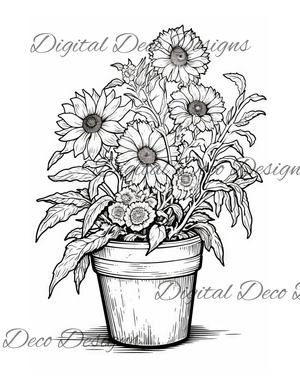 Flowers Color -N-Craft Pages (Digital Bundle) (Exclusive Members Design)-Digital Deco Designs