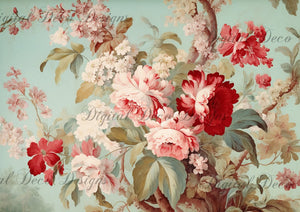 Turquoise Floral Wallpaper 1 Background (#E064)-Digital Deco Designs