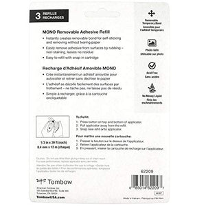 Tombow 62209 Refill for Removable Adhesive Applicator, .33-Inch x 472-Inch , 3/Pack-Decoupage Paper