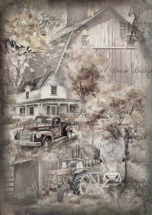 Hometown Farm Memories (Prints Perks) (#C013)-Decoupage Paper