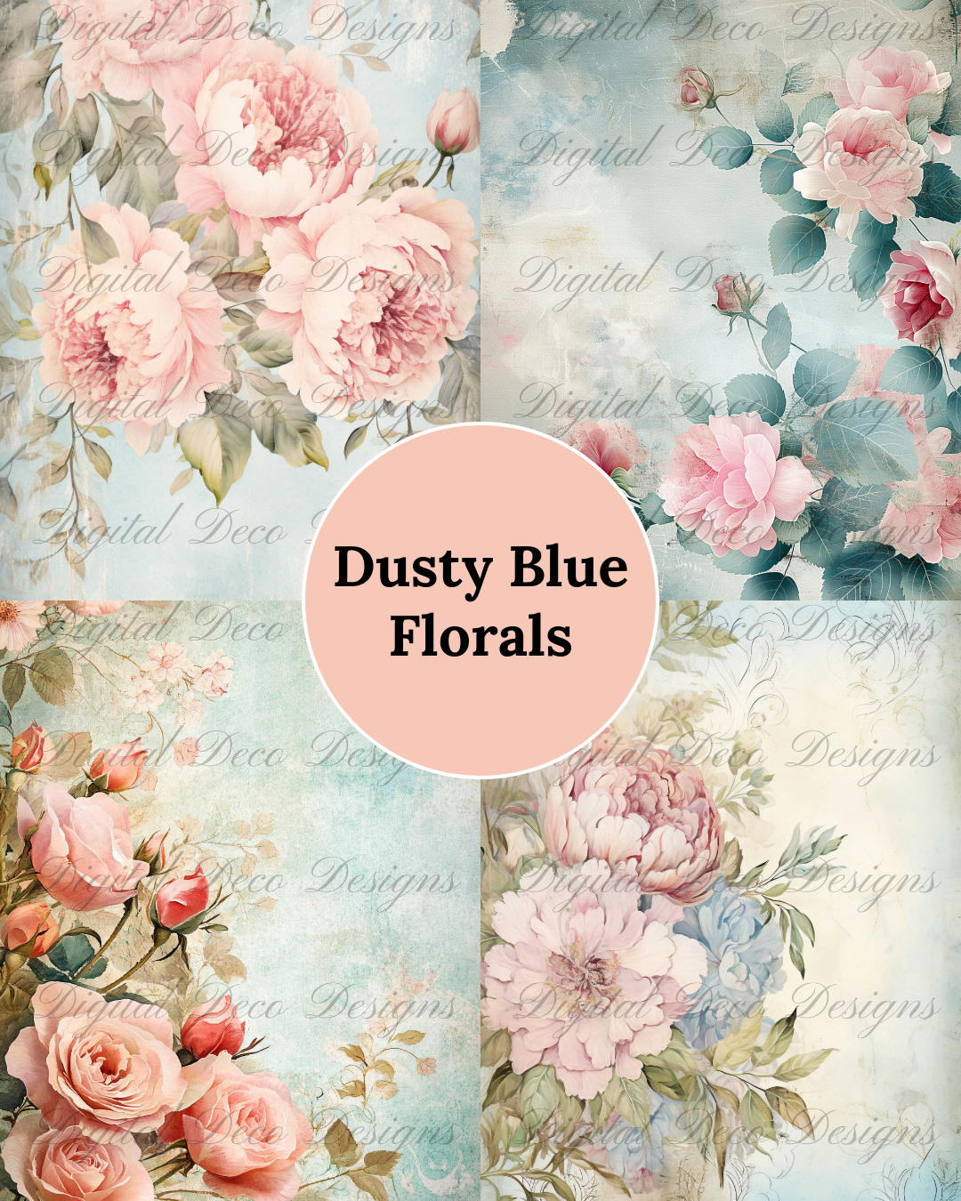 Dusty Blue Florals