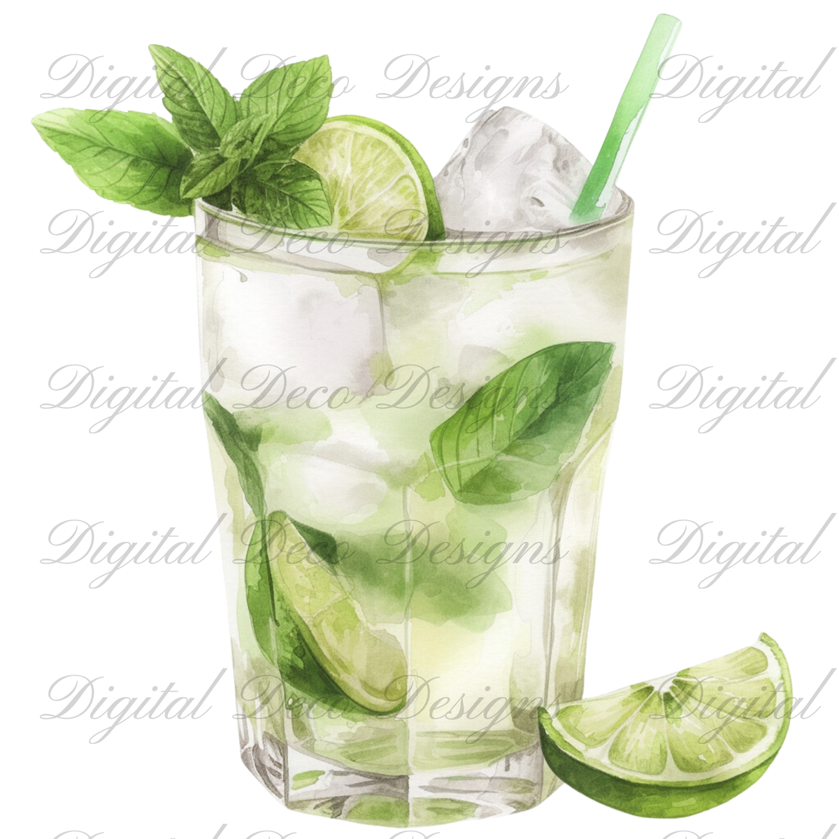 Cinco De Mayo Summer Cocktails Clip Art N056 (Digital Download Only)-Decoupage Paper