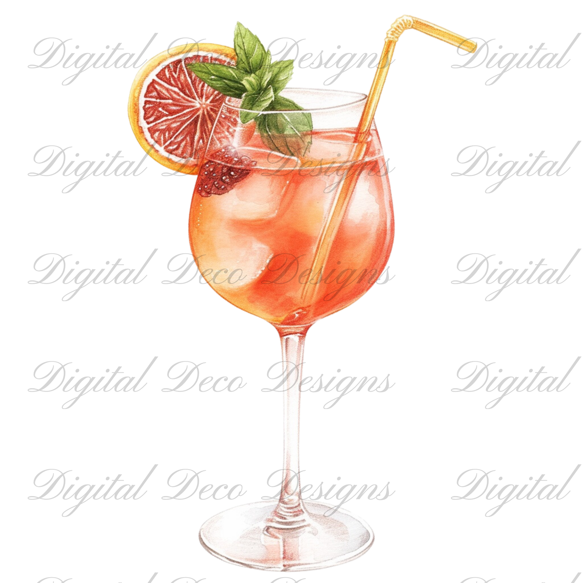 Cinco De Mayo Summer Cocktails Clip Art N056 (Digital Download Only)-Decoupage Paper