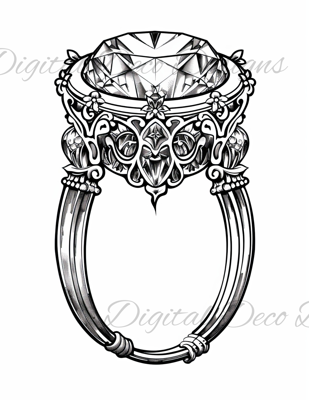 "Elegant Rings" Color -N-Craft Pages (Digital Bundle) (Membership Download)-Decoupage Paper