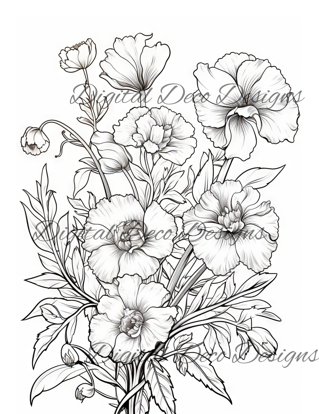 Flowers Color -N-Craft Pages (Digital Bundle) (Exclusive Members Design)-Digital Deco Designs