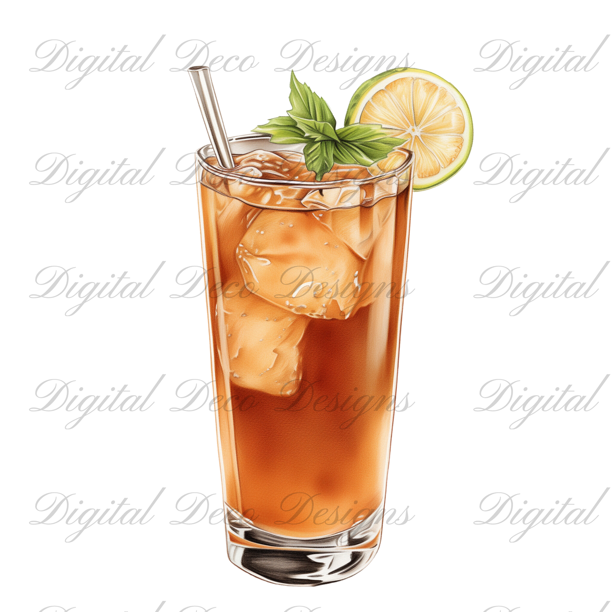 Cinco De Mayo Summer Cocktails Clip Art N056 (Digital Download Only)-Decoupage Paper