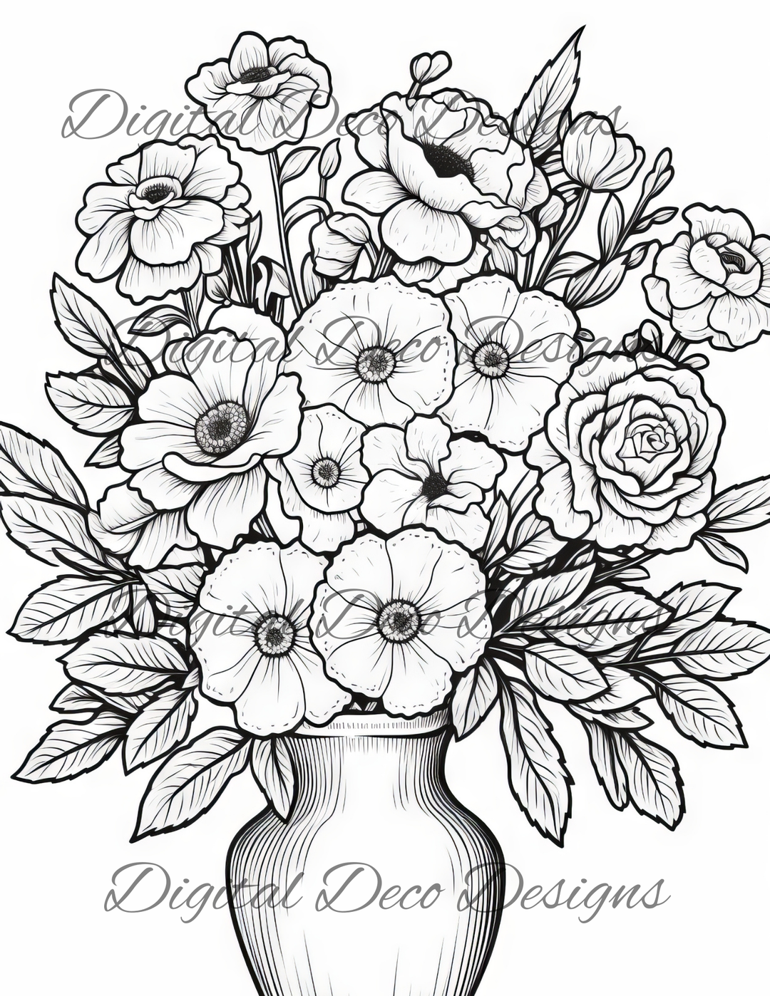 Flowers Color -N-Craft Pages (Digital Bundle) (Exclusive Members Design)-Digital Deco Designs