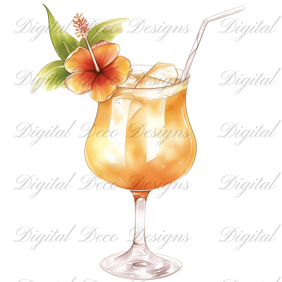 Cinco De Mayo Summer Cocktails Clip Art N056 (Digital Download Only)-Decoupage Paper