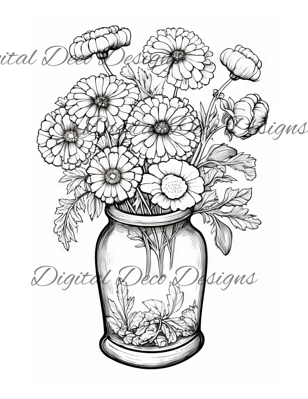 Flowers Color -N-Craft Pages (Digital Bundle) (Exclusive Members Design)-Digital Deco Designs