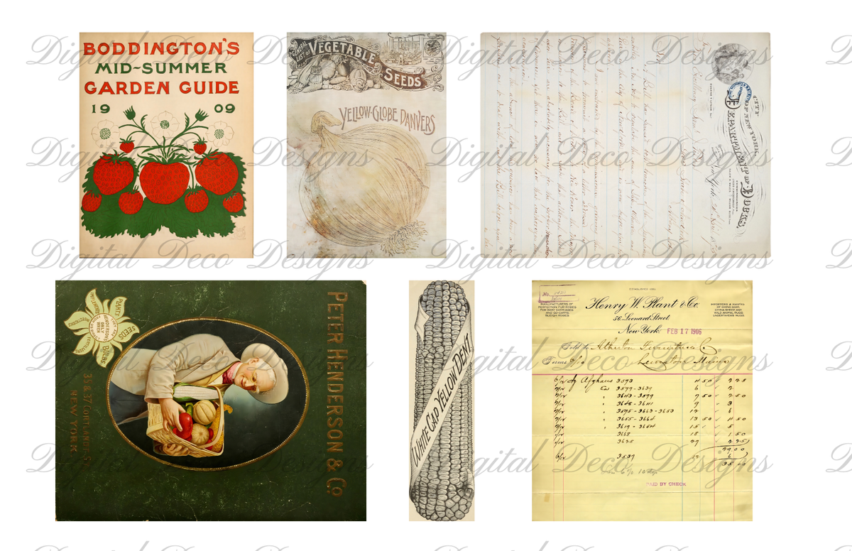 Vintage Ephemera Kit Farm and Garden-Decoupage Paper
