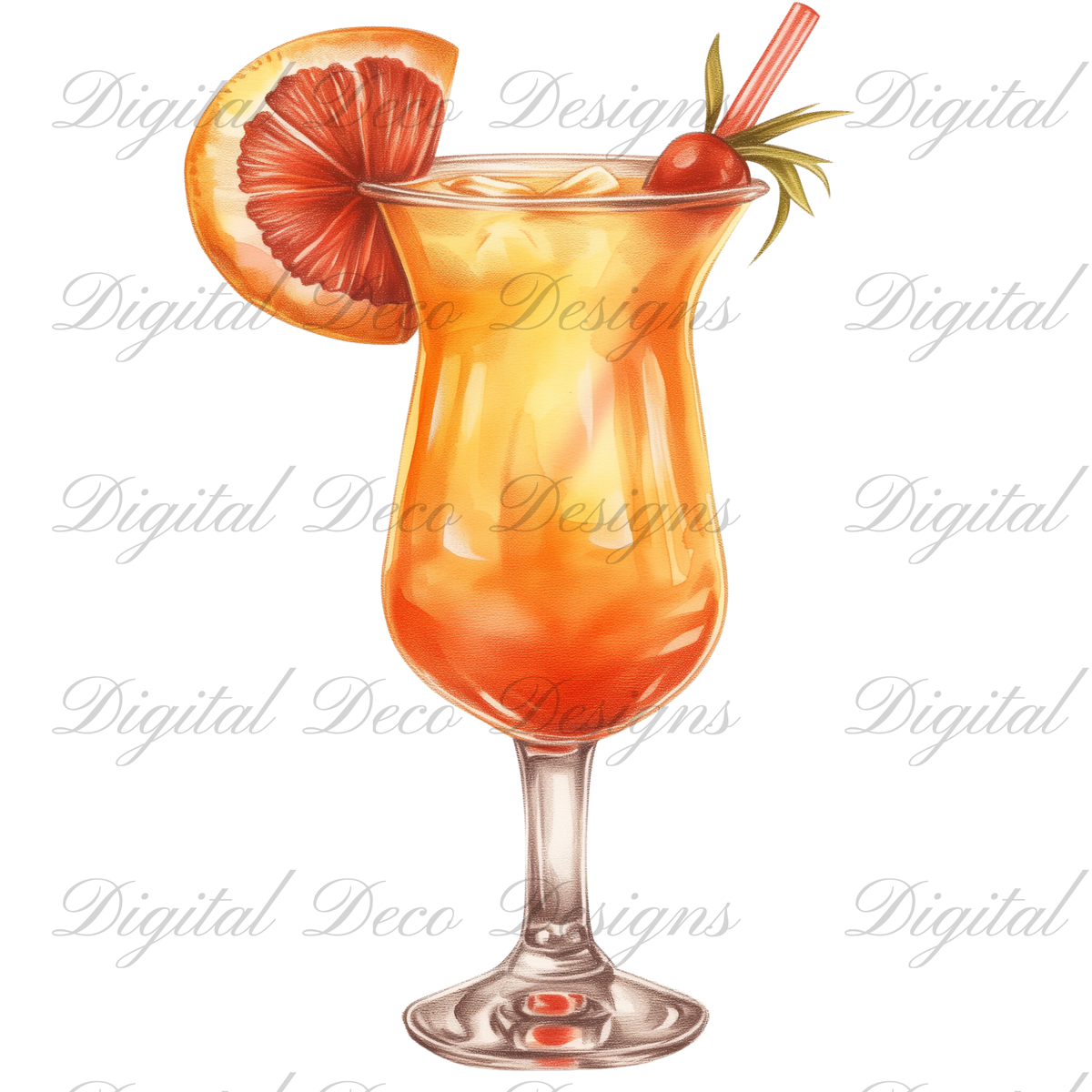 Cinco De Mayo Summer Cocktails Clip Art N056 (Digital Download Only)-Decoupage Paper