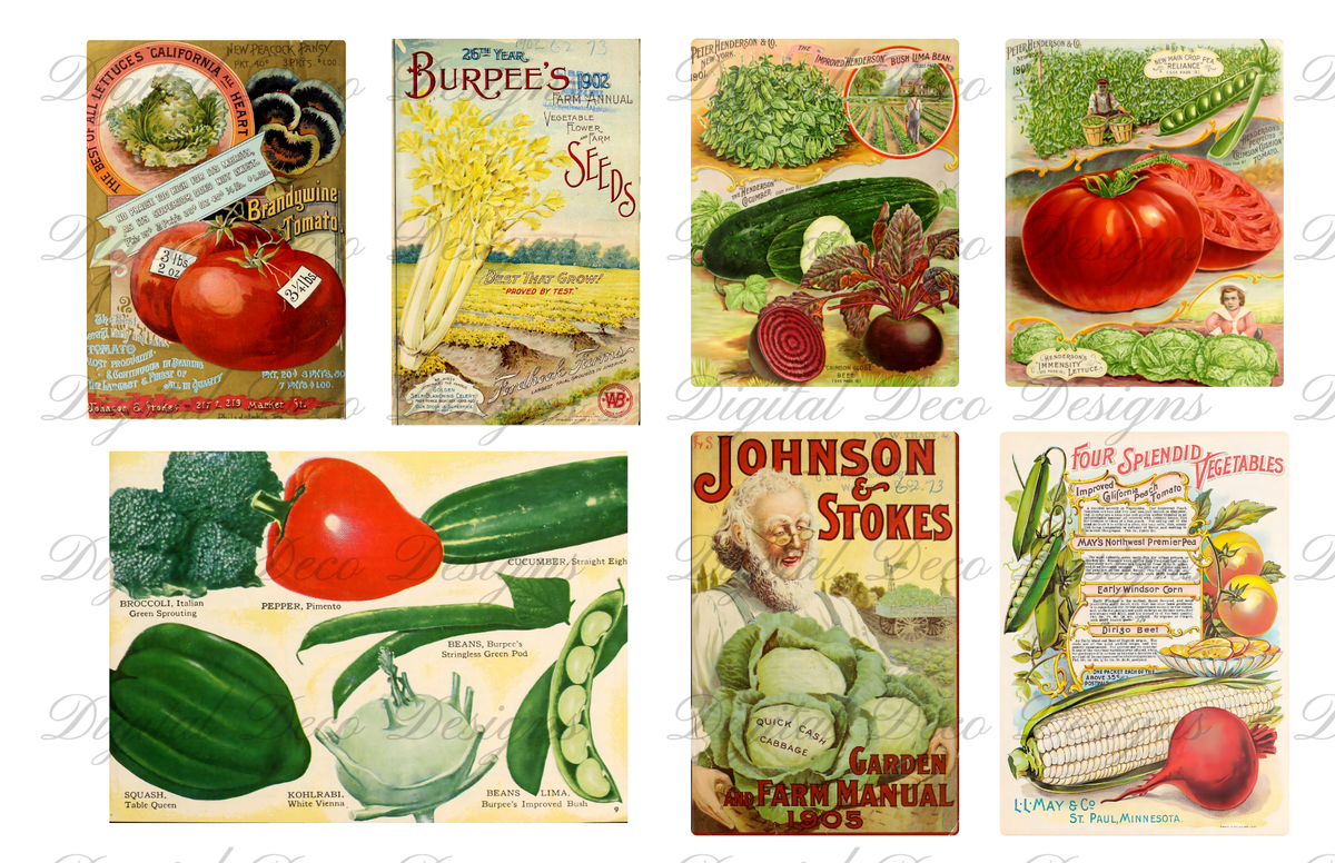 Vintage Ephemera Kit Farm and Garden-Decoupage Paper