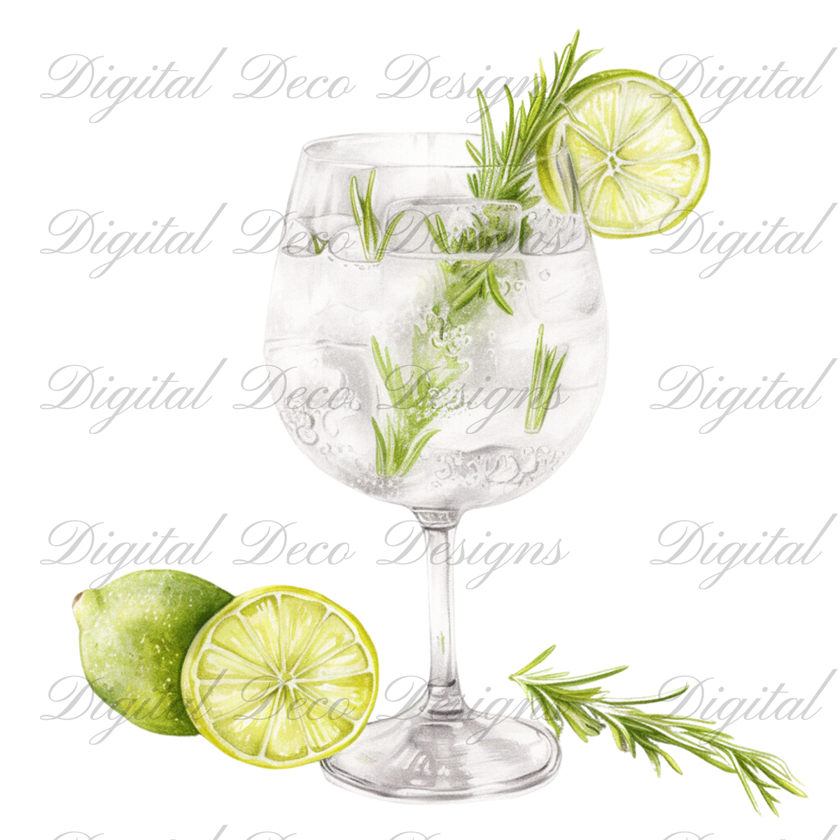 Cinco De Mayo Summer Cocktails Clip Art N056 (Digital Download Only)-Decoupage Paper