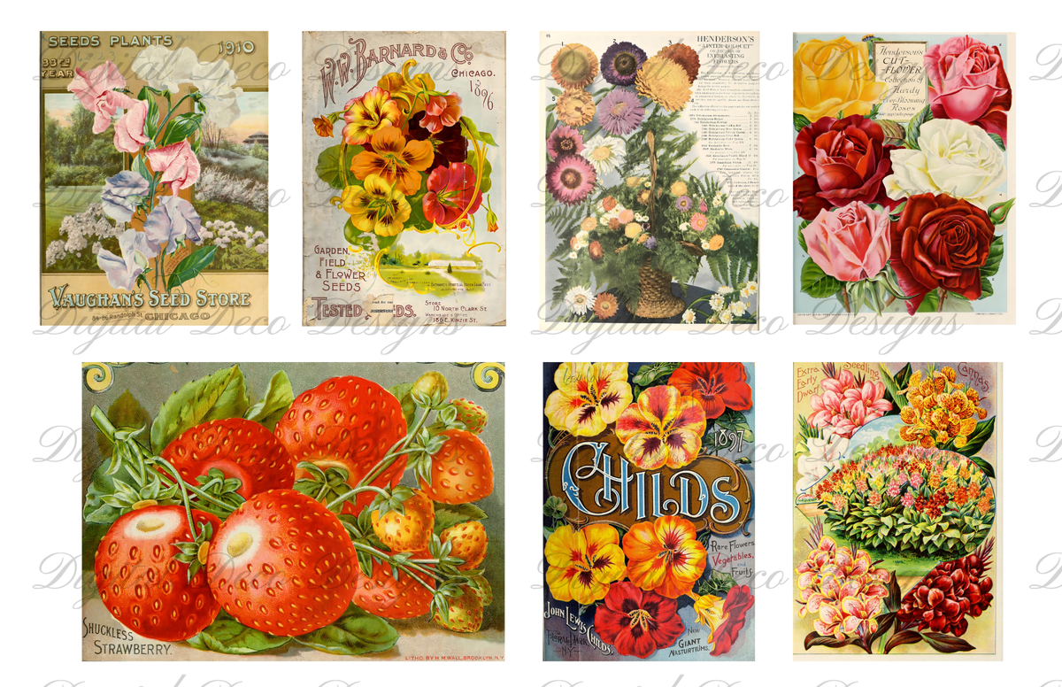 Vintage Ephemera Kit Farm and Garden-Decoupage Paper