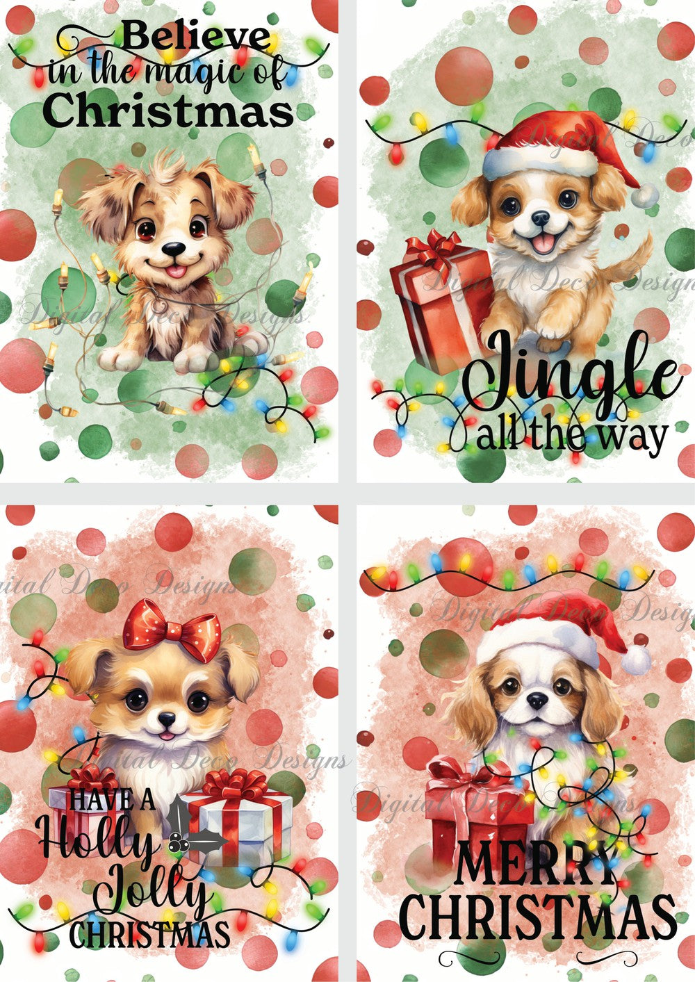 A Puppy For Christmas Collage Sheet Minis (#A002)-Digital Deco Designs