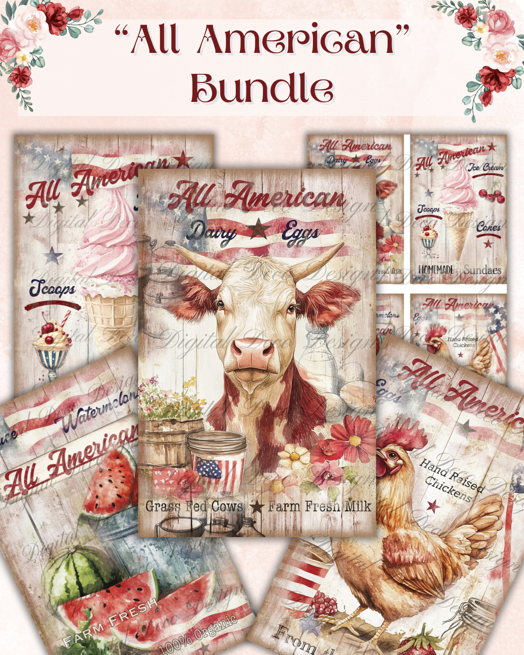 All American Bundle Z074-Decoupage Paper