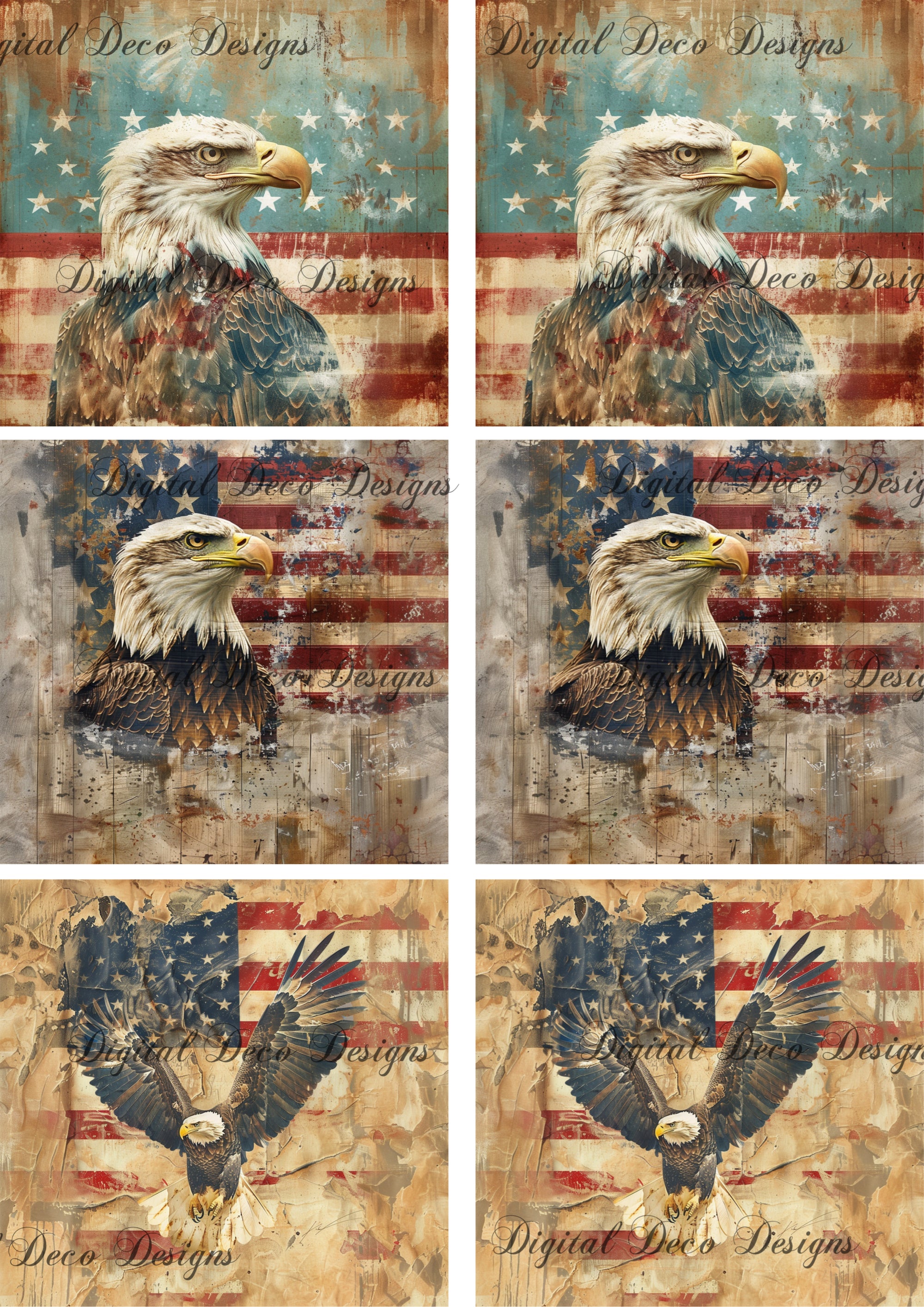 American Grunge Eagle Square Collage A3 Sized (Print Only) (#F059)