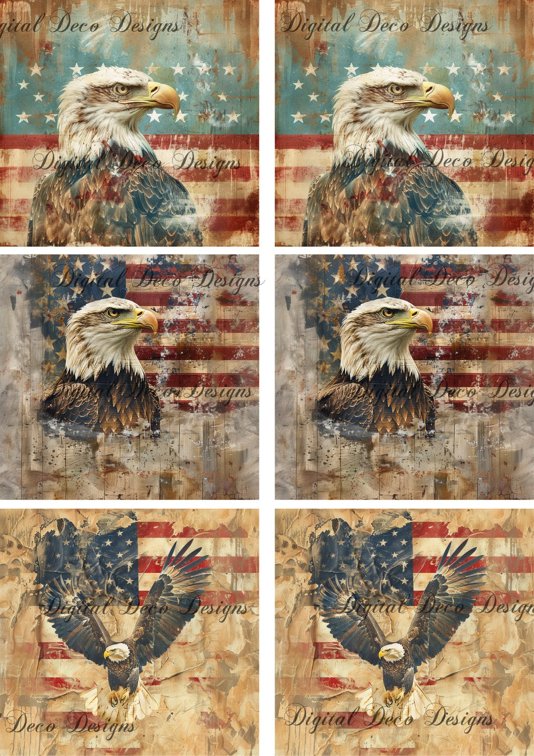 American Grunge Eagle Square Collage (#F059)-Digital Deco Designs