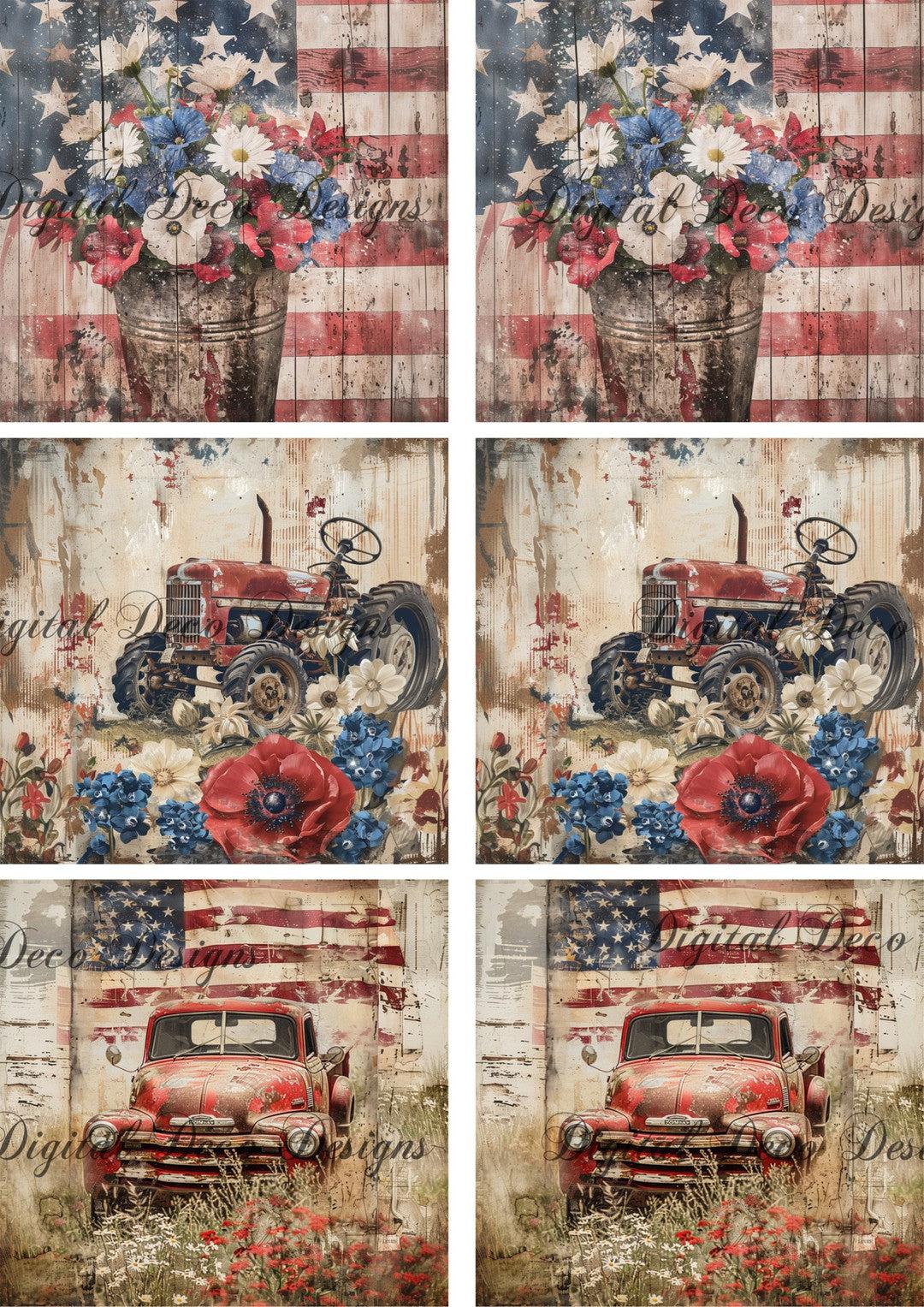 American Grunge Farm Square Collage (#F060)-Digital Deco Designs