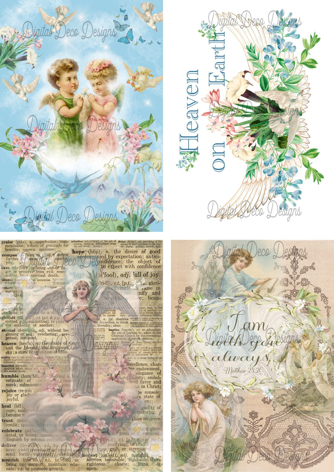Angel 4 Collage Sheet (#A008)-Digital Deco Designs