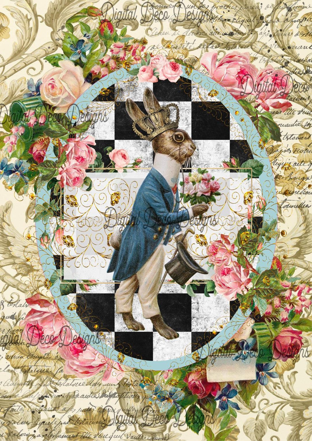 Antique Brown Rabbit (#A010)-Digital Deco Designs