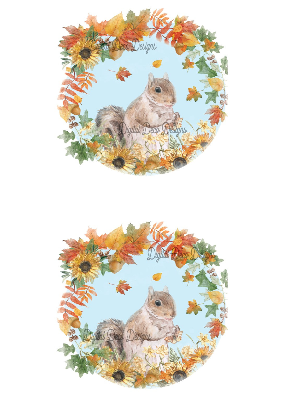 Autumn Squirrel Wreath Combo Duo Sheet (#A014)-Digital Deco Designs