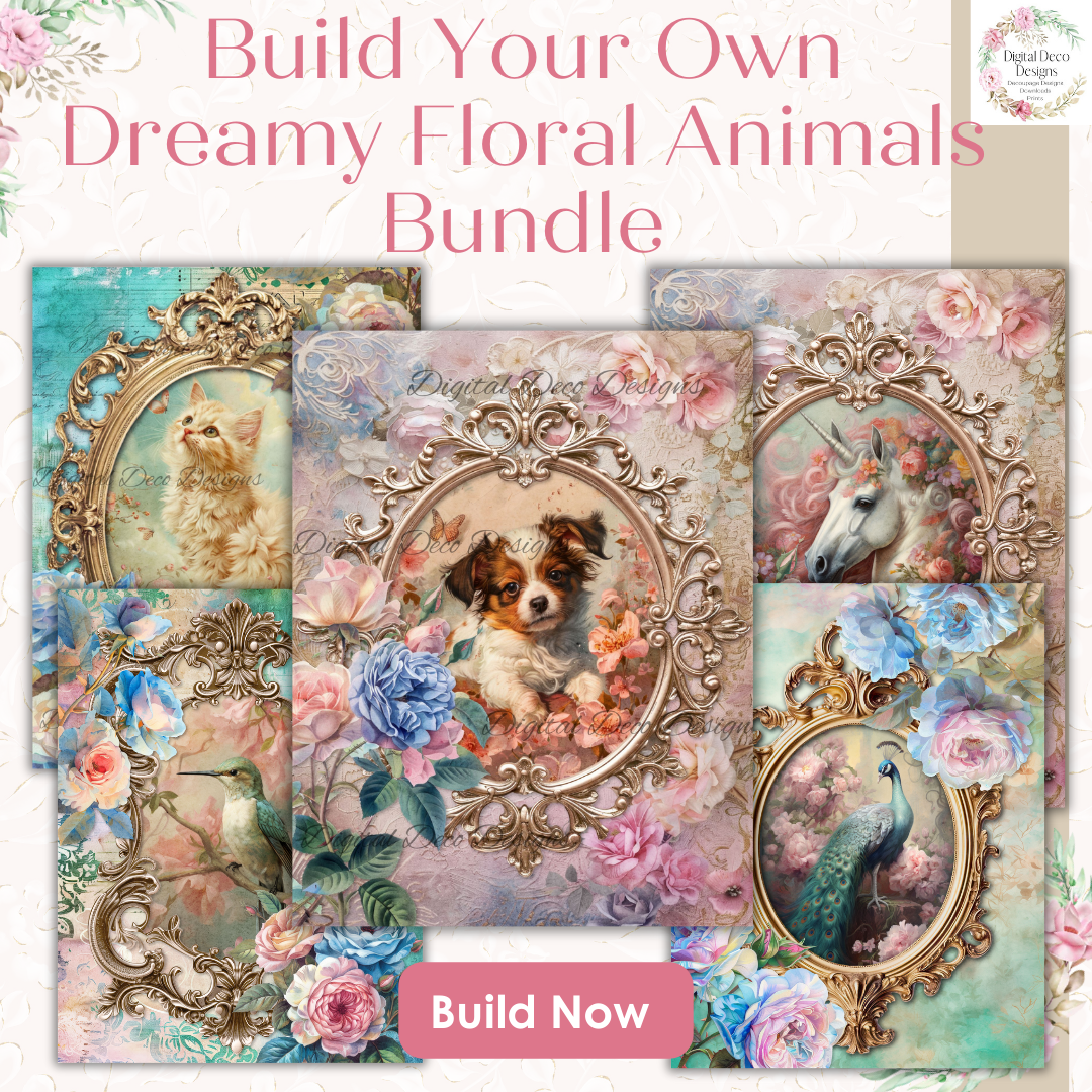 Build Your Own Dreamy Floral Animals Bundle-BYOB-Decoupage Paper