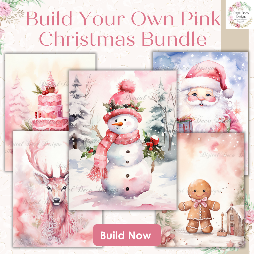 Build Your Own Pink Christmas Bundle-BYOB-Decoupage Paper