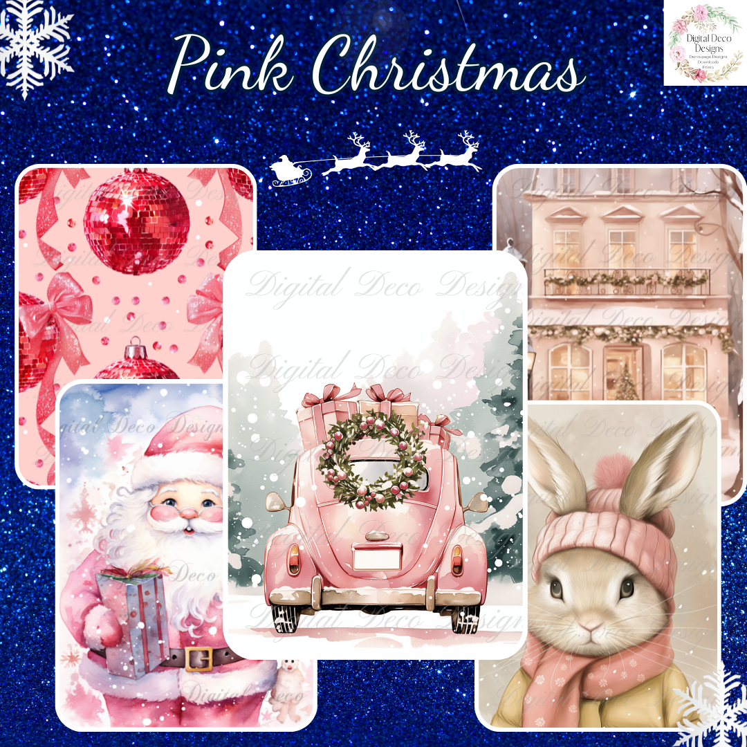 Build Your Own Pink Christmas Bundle-BYOB-Decoupage Paper