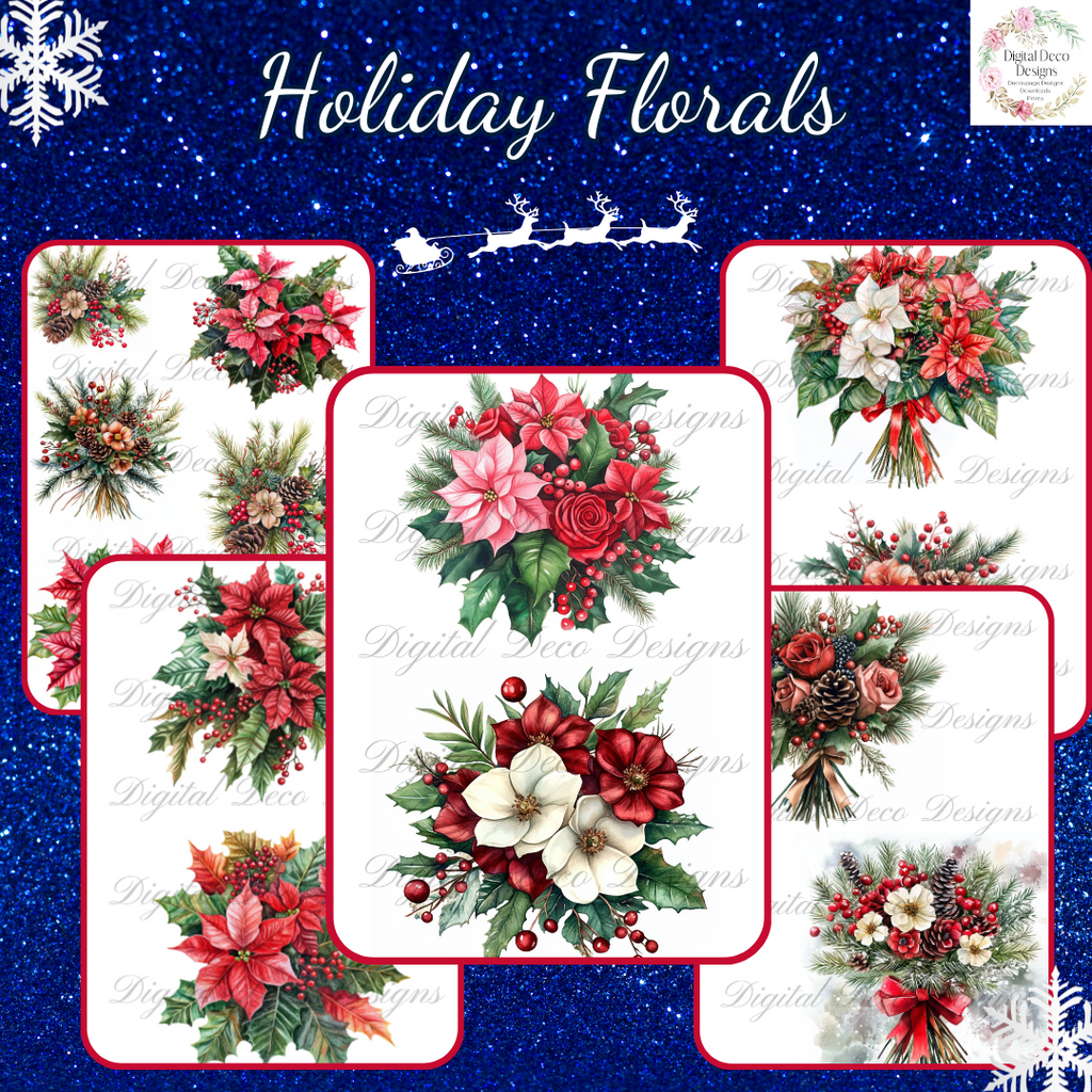 Build Your Own Holiday Florals Bundle-BYOB-Decoupage Paper