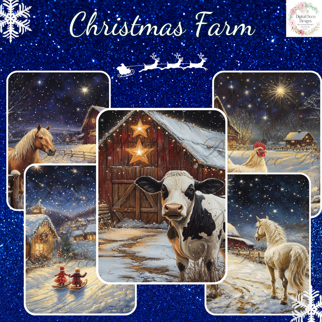 Build Your Own Christmas On The Farm Bundle-BYOB-Decoupage Paper