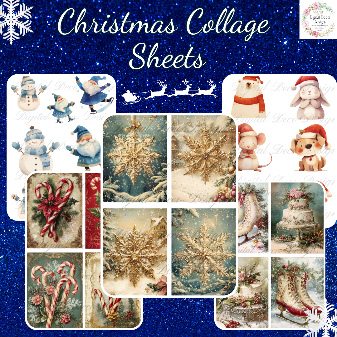 Build Your Own Christmas Collage Sheet Bundle-BYOB-Decoupage Paper