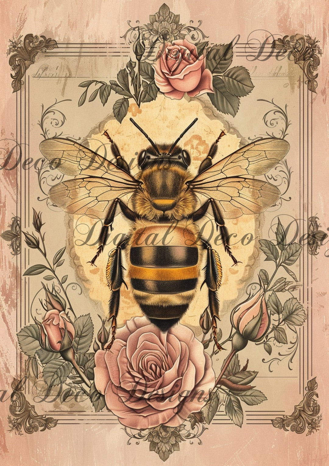 Fancy Bee 10 (#F075)-Digital Deco Designs