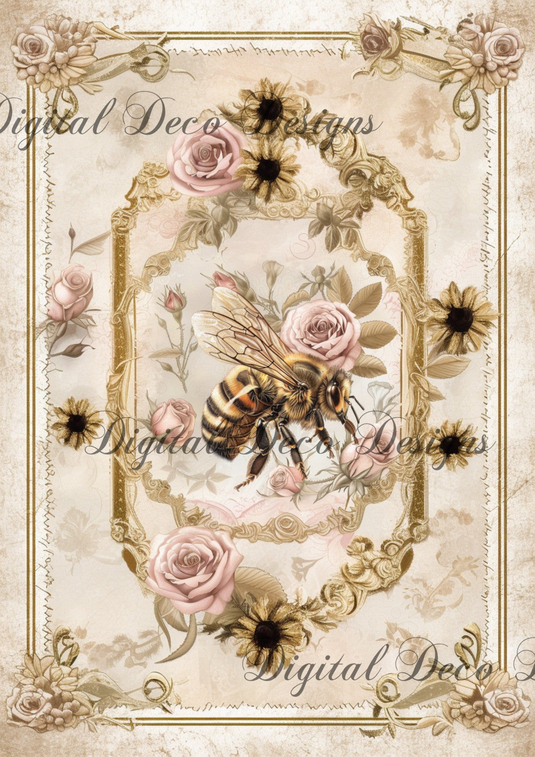 Fancy Bee 1 (#F054)-Digital Deco Designs