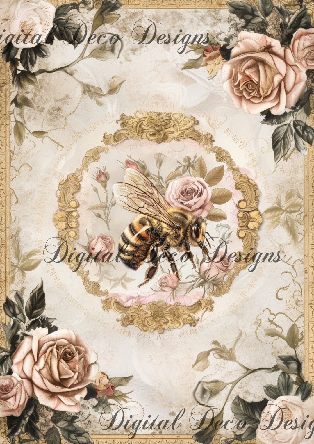 Fancy Bee 2 (#F055)-Digital Deco Designs