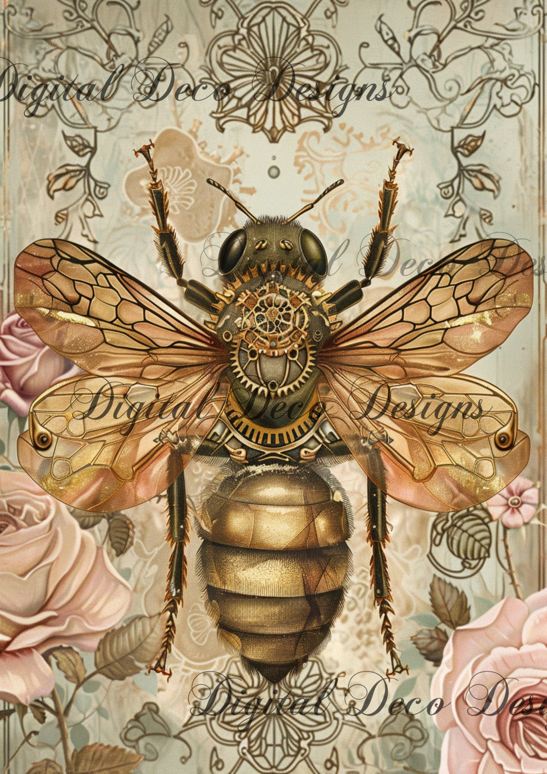Fancy Bee 3 (#F056)-Digital Deco Designs