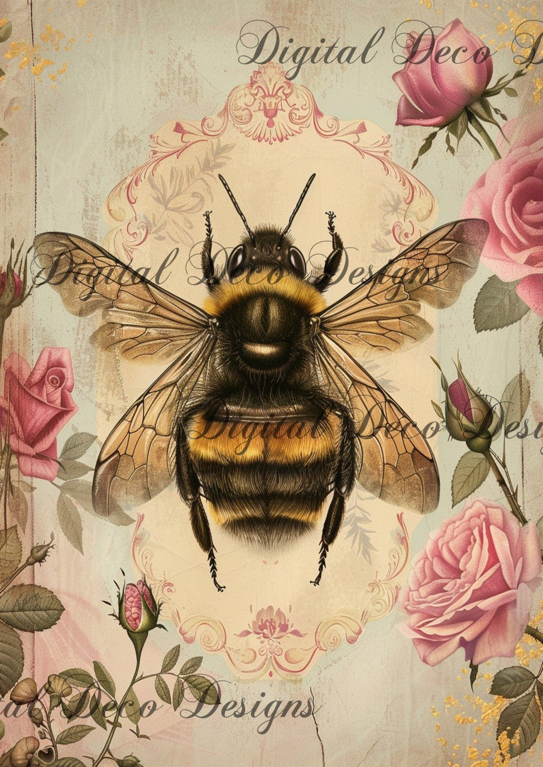Fancy Bee 6 (#F071)-Digital Deco Designs